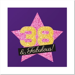 38th Birthday Gifts Women Fabulous - Pink Gold Posters and Art